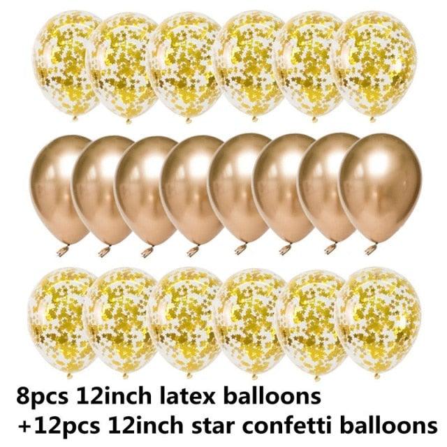 10/20 Star Metallic Confetti Latex Transparent 12inch Balloons For Baby Shower Birthday Party Wedding Decoration