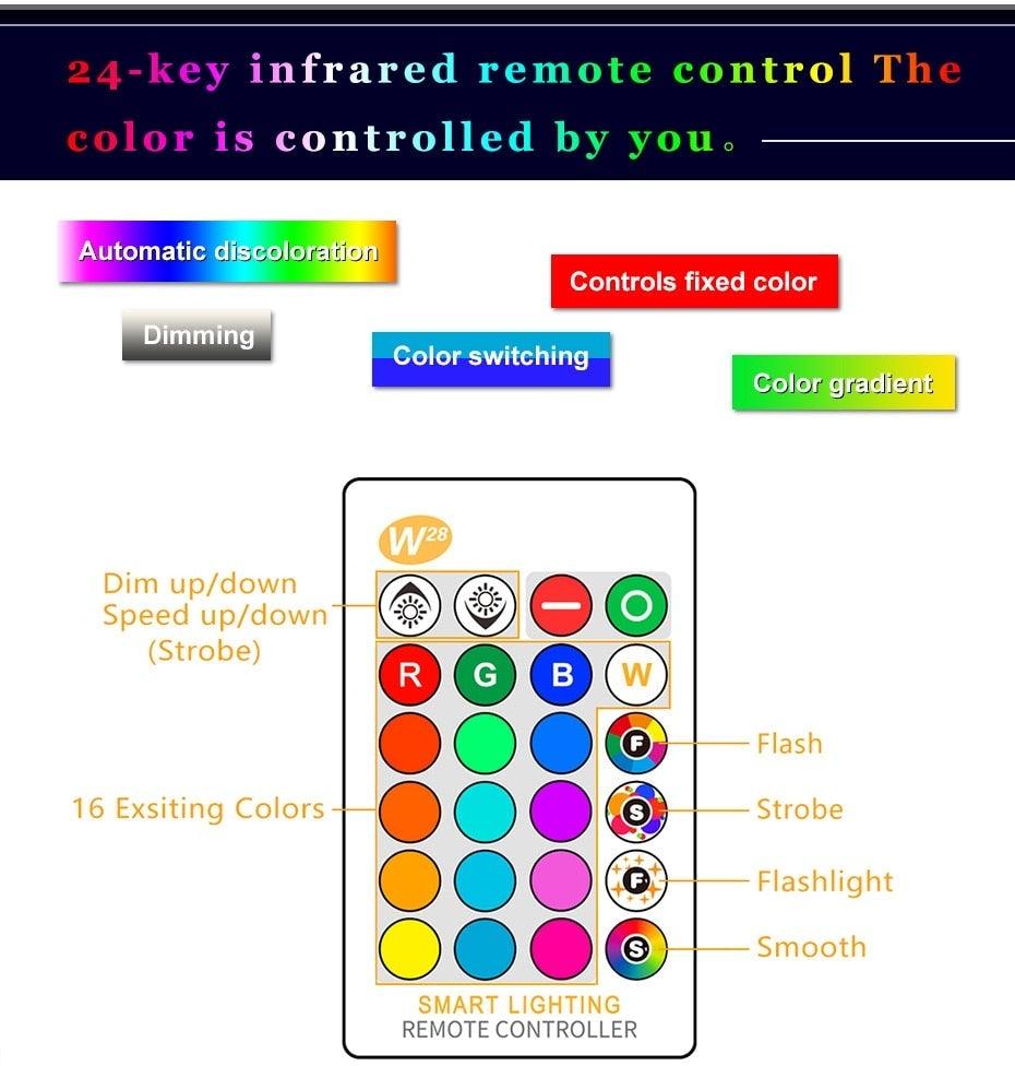 110V 220V E27 RGB LED Bulb Lights 5W 10W 15W RGB Lampada Changeable Colorful RGBW LED Lamp With IR Remote Control+Memory Mode RGB LED Light Bulbs, 10W LED Color Changing Light Bulb with Remote Control
