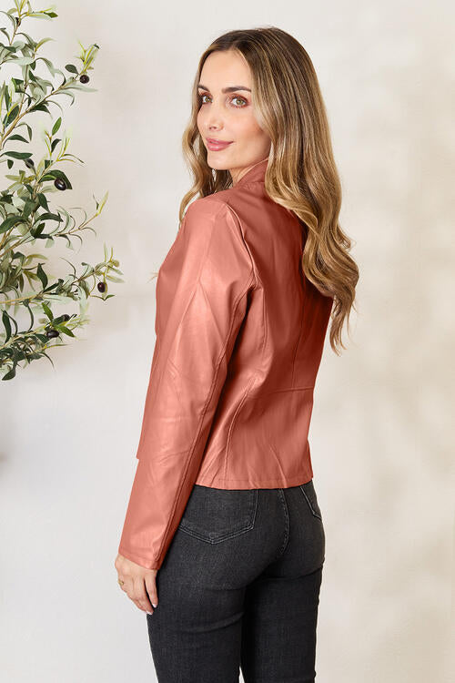 Women Classic Neck Zip-Up Jacket For Everyday Wear Elegant Girls Jacket