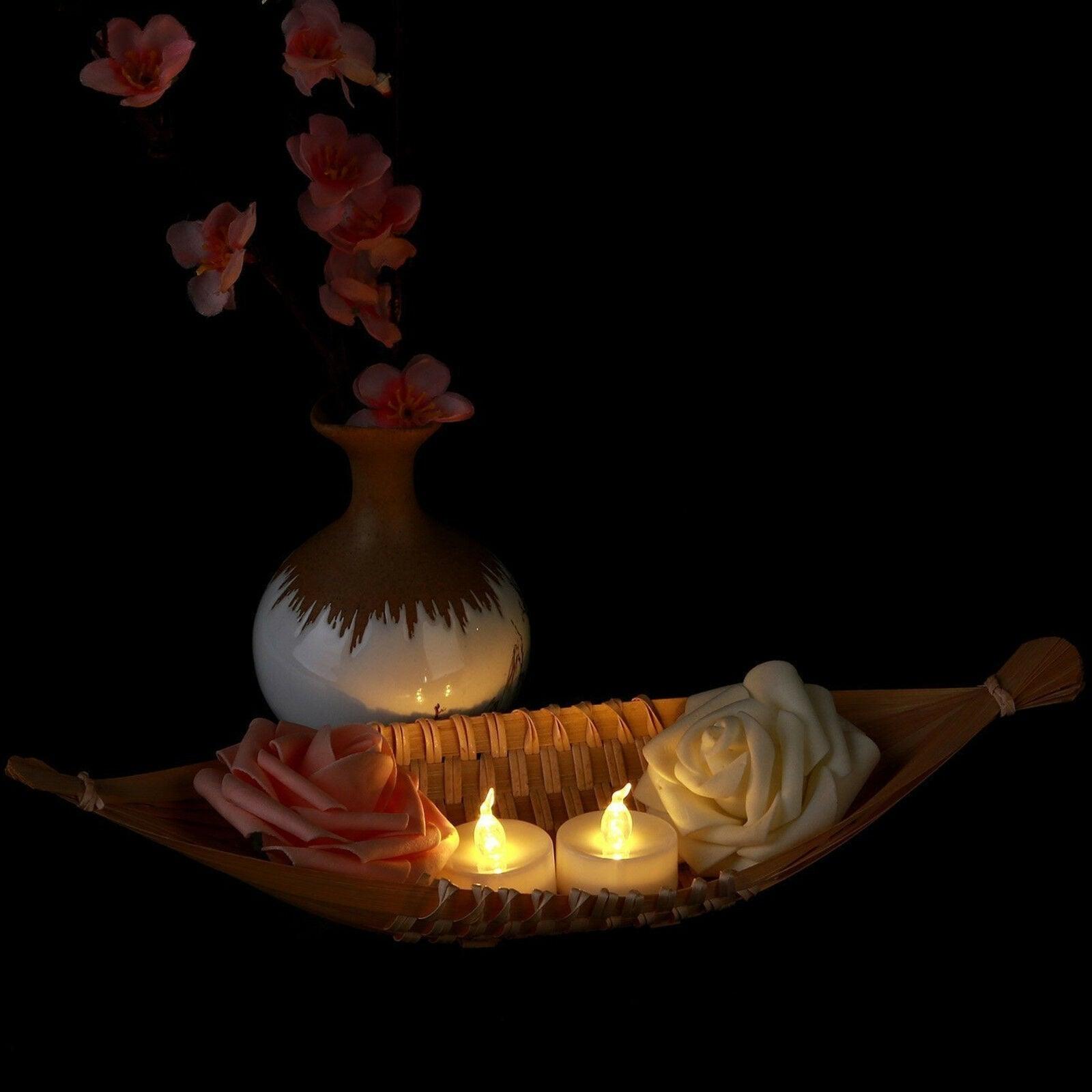 12Pcs Battery Operated LED Tea Lights Candles Flameless Wedding Decor  Realistic and Bright Flickering Holiday Gift Flameless LED Electric Candles for Seasonal & Festival Party Home Decoration