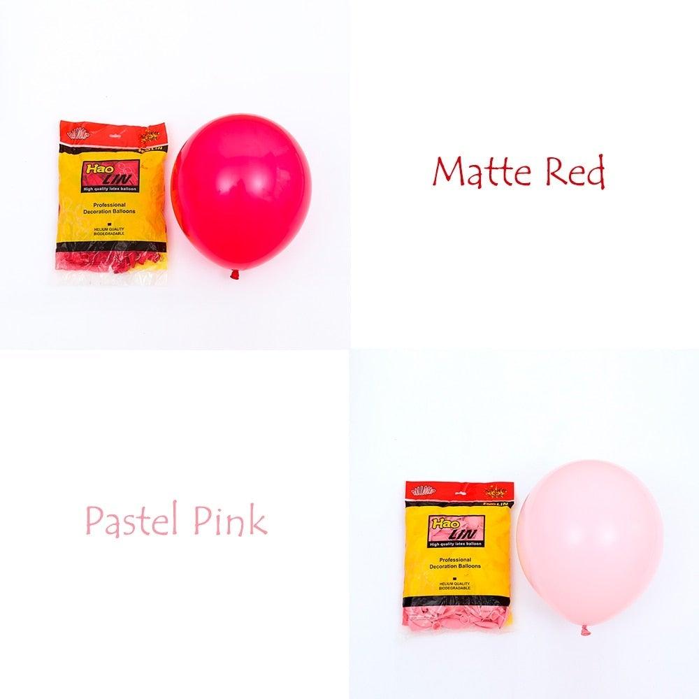 177Pcs Matte Pastel Pink Ruby Red Balloon Garland Kit Set For Valentine Wedding Balloons Home Party Decors Bridal Showers Red Ballons for Girls Birthday Party