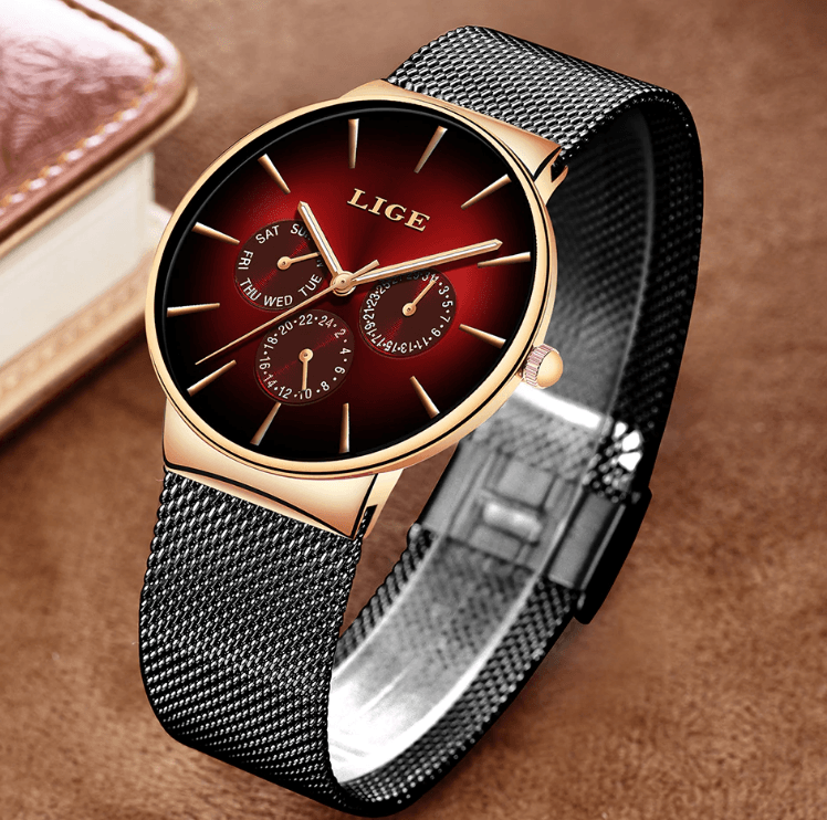 Men's Elegant Watch With  Stainless Steel Straps And Chronometers For Day And Date Display Unique Design Perfect Gift For Man And Women