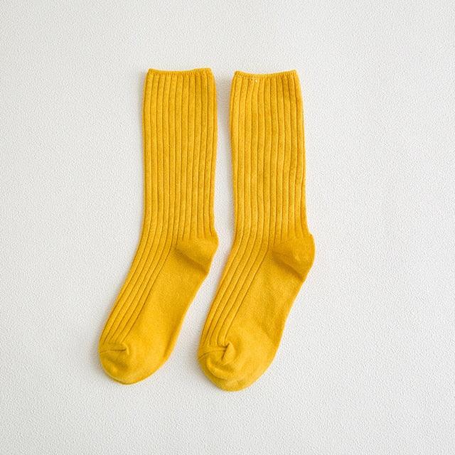 1Pair Ladies Pile Socks for Autumn Winter Pure Cotton Socks Solid Color Keep Warm Women Socks Mid Tube Socks Thickening Cashmere Socks For Men And Women