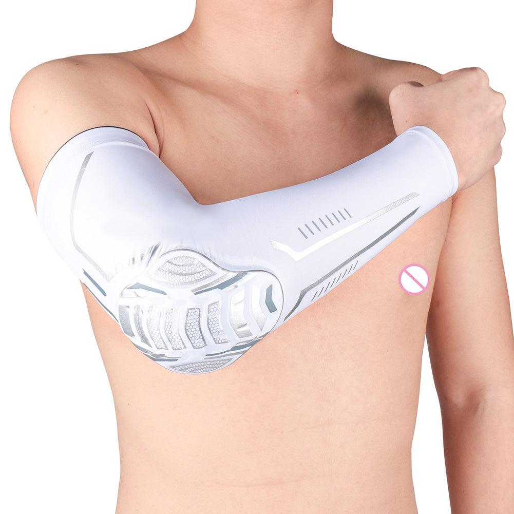 1PC Sport Black Arm Guard Compression Sleeves Sports Fitness Elastic Elbow Protective Pad Outdoor Basketball Football Sleeves For UV Summer Sun Protection Men Athletic Arm Cover