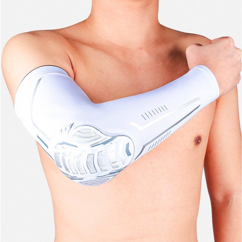 1Piece Sports Elbow Support Pads Breathable Arm Compression Shield Shape Crash Proof Elbow Pads Arm Sleeve Compression Sleeve For Outdoor Sports Running Basketball Football Volleyball Arm Cover