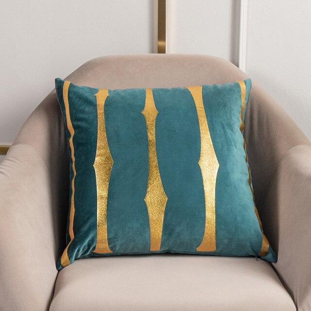 2021 Fashion Striped Pillowcase Festival Home Bronzing Square Decorative Throw Pillow Cover With Gold Striped Cushion Cases Modern Luxury Pillowcases Cushion Cover Soft Fabric Pillow Cases Decorative 45x45CM