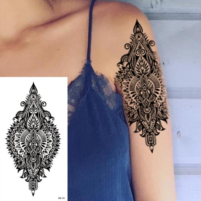 25 Sheets Flower Rose Luxury Tattoos Waterproof Temporary Sticker 3D Rose Flower Tattoos Body Art Arm Fake Tatoo For Womens