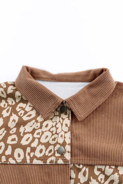 Leopard Print Drop Shoulder Jacket with Button-Up Closure Beautiful Unique Design Winter Jacket