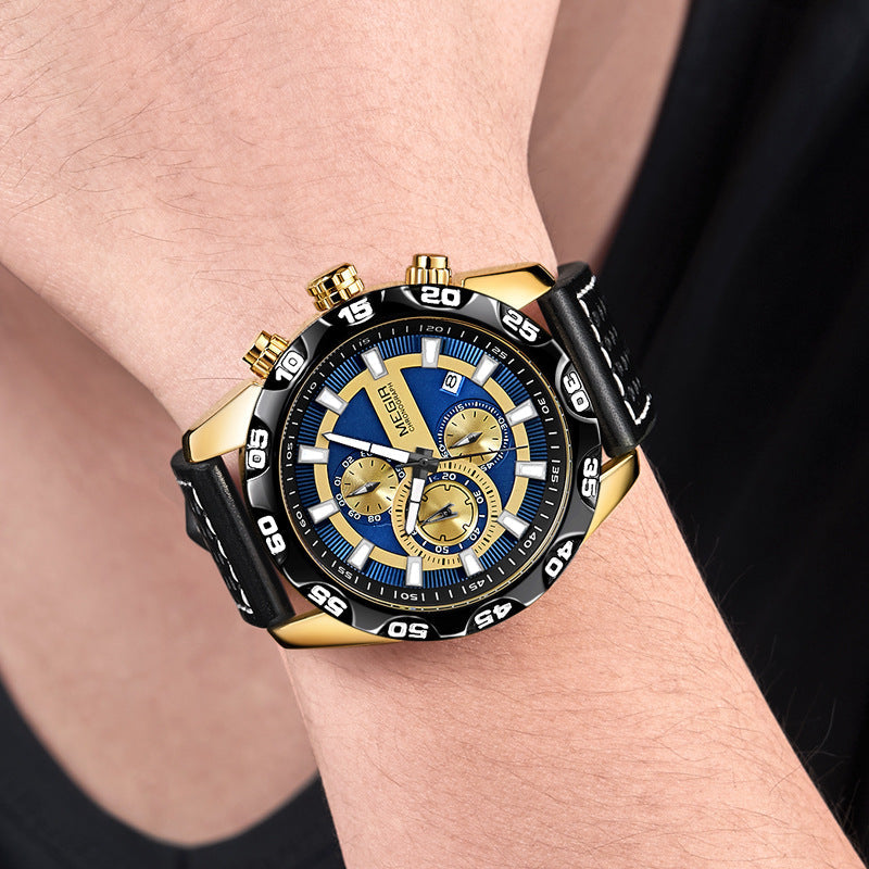Luxury Men Fashion Watches Quartz Wrist Watches Military Casual Leather Strap Waterproof Elegant Watch
