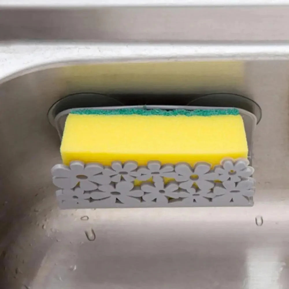 2PCS Durable Kitchen Bathroom Drying Rack Toilet Sink Suction Sponges Holder Rack Suction Cup Dish Cloths Holder Scrubbers Soap Storage