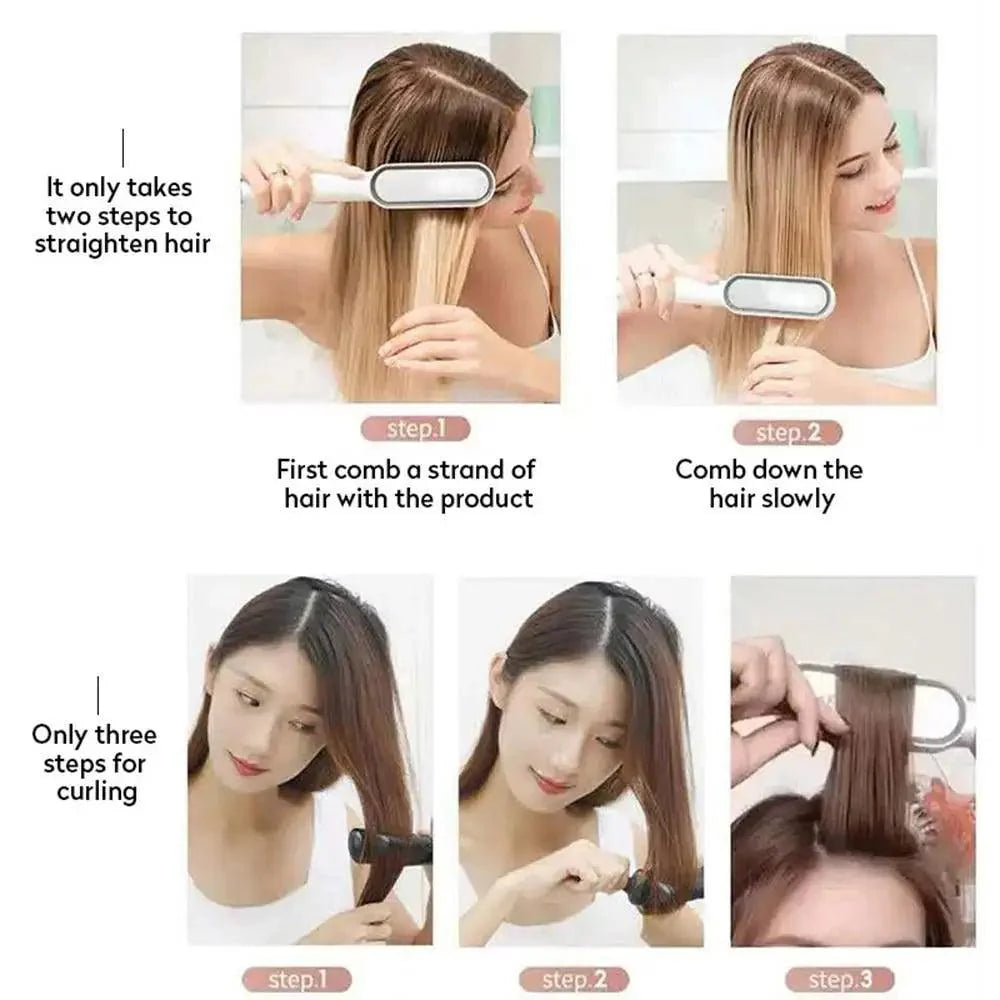 3 IN 1 Multifunctional Hair Straightener Comb Hair Black Red Straightening Brush Portable Comb Fast Heating Men Beard Straightener For Traveling Perfect Gift For Adults