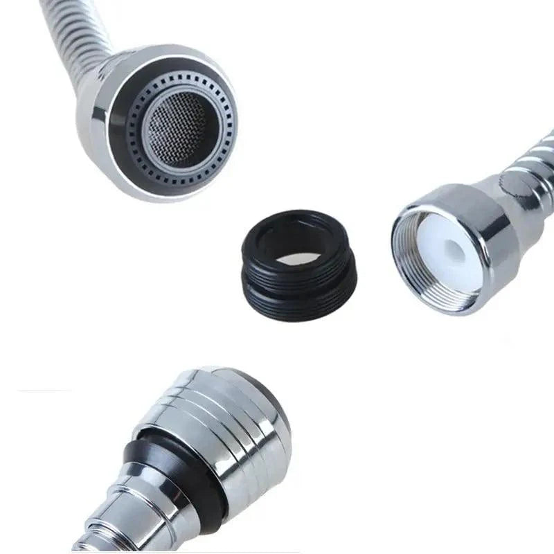 360 Degree Kitchen Sink Tap Faucet Extender, Universal Stainless Steel Faucet Extender with Flexible Swivel Tap Aerator Hose, 2 Water Outlet Modes, Faucet Extender Water Saving Bathroom Kitchen Accessories