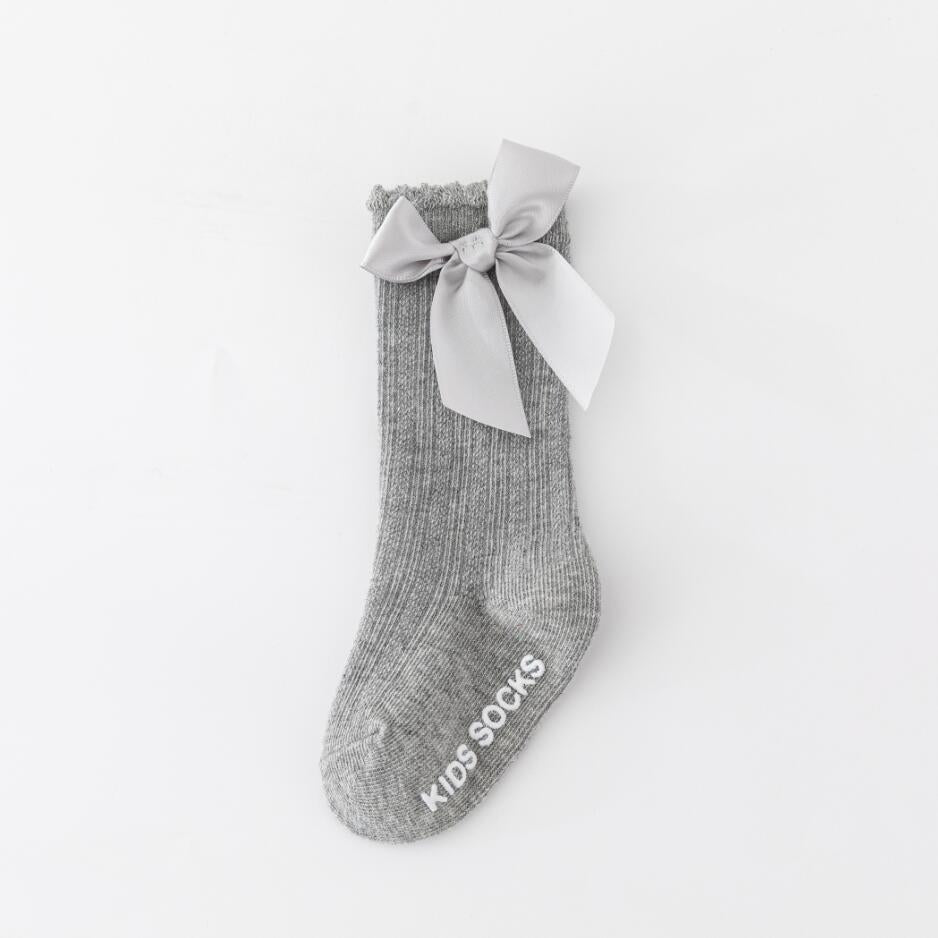 New Kids Stretchable Socks Toddlers Girls Big Bow Knee High Long Soft Cotton Lace Baby Comfortable Colorful  Socks