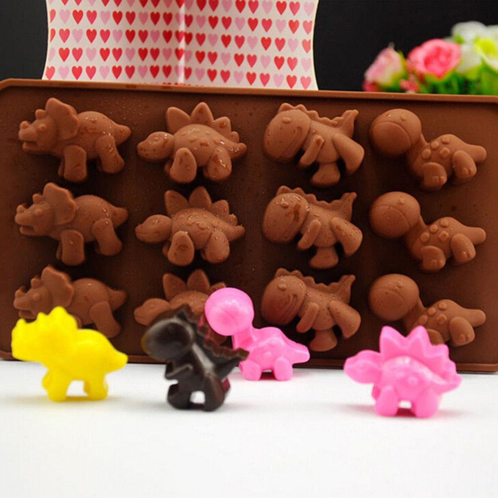 3D Dinosaur Silicone Fondant Mould Cake Chocolate Candy Fondant Candle Soap Craft Cake Mold Baking Cute Dinosaur Silicone Cake Molds Kid's Dino Chocolate Mold Tray