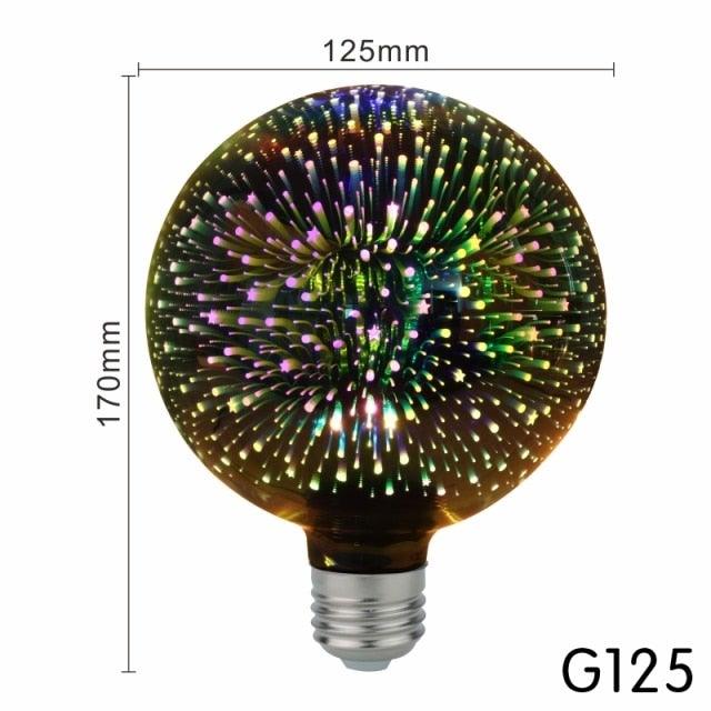 4pcs/lot 3D Firework Led Light Effect Vintage Edison Led Bulb Holiday Decoration Lighting Glass Vintage Edison Bulb Decoration Use For Holiday Party Disco Christmas Bedroom Lighting lamp