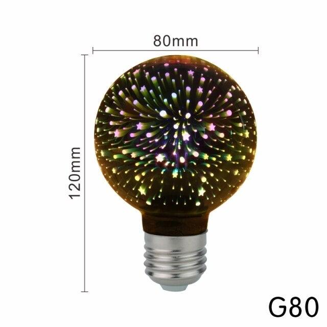 4pcs/lot 3D Led Bulb Star Firework Vintage Edison Night Light Holiday Decoration Lighting Stained Glass Light Bulb Star Shine Decoration Use For Holiday Christmas Decoration