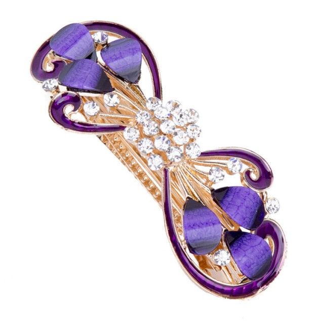 5 Colors Trendy Peacock Barrettes Crystal Flower Hairpins Headwear For Hair Women Romantic Headdress Wedding Hair Accessories for Brides and Bridesmaids