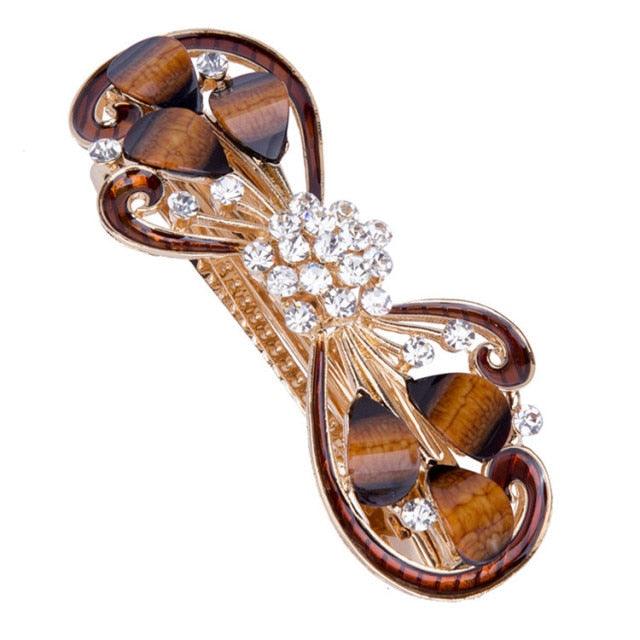 5 Colors Trendy Peacock Barrettes Crystal Flower Hairpins Headwear For Hair Women Romantic Headdress Wedding Hair Accessories for Brides and Bridesmaids