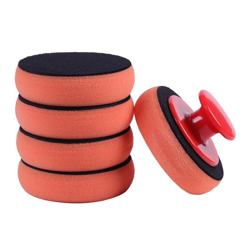 5PCS Car Wash Wax Polish Pad Polishing Pad Sponge Microfiber Sponge Applicators Car Cleaning Cloth Microfiber Applicator For Auto Polisher Waxing Sponge Car Wax Applicator Pads Kit Sponge Applicators Soft Foam Waxing Pad with Grip Handle