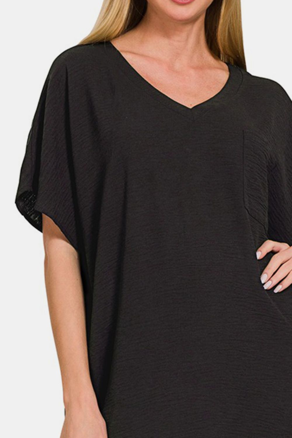 V-Neck Tee Dress with Pockets For Women – V-Neck Casual Dress, Tee Dress with Pockets, Comfortable V-Neck Dress, Pocketed Tee Dress, Casual Chic Dress, Easygoing V-Neck Dress