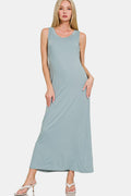 Scoop Neck Wide Strap Tank Dress For Women – Simple & Classic, Flattering Scoop Neck, Comfortable Wide Strap Design