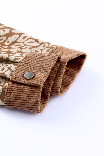 Leopard Print Drop Shoulder Jacket with Button-Up Closure Beautiful Unique Design Winter Jacket