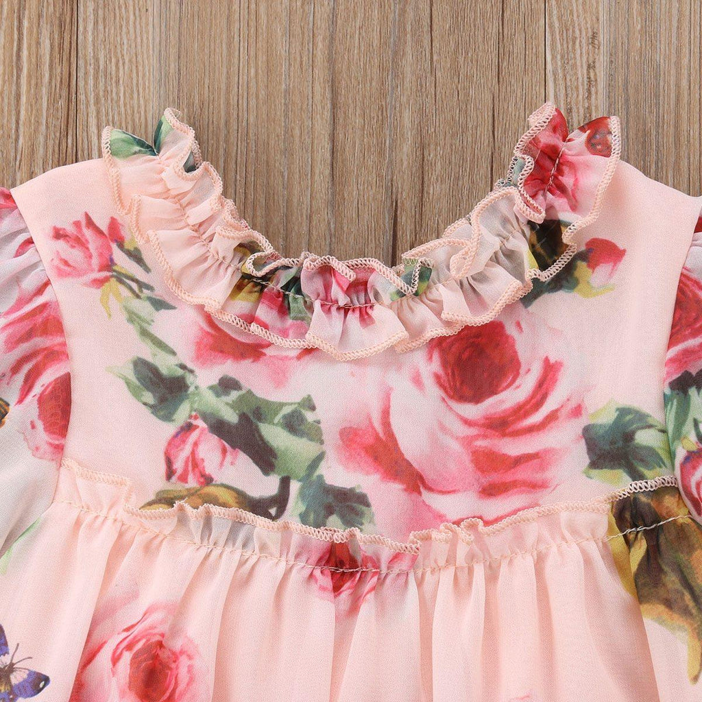 Floral Tulle Dress Kid Baby Girl Flower Puff Sleeve Princess  Wedding Party Pageant Children Dress For All Occasion