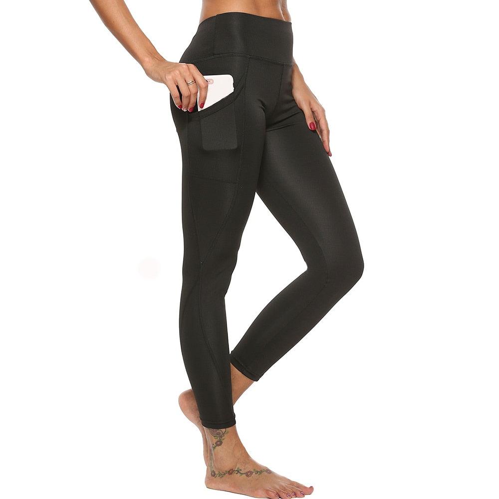 Casual Women's Yoga Pants Gym Fitness Sports Cropped Leggings Pocket Slim Pants Female Solid Color Women's Seamless Scrunch Legging Workout Leggings For Women Lift Tight Gym Yoga Home Pants