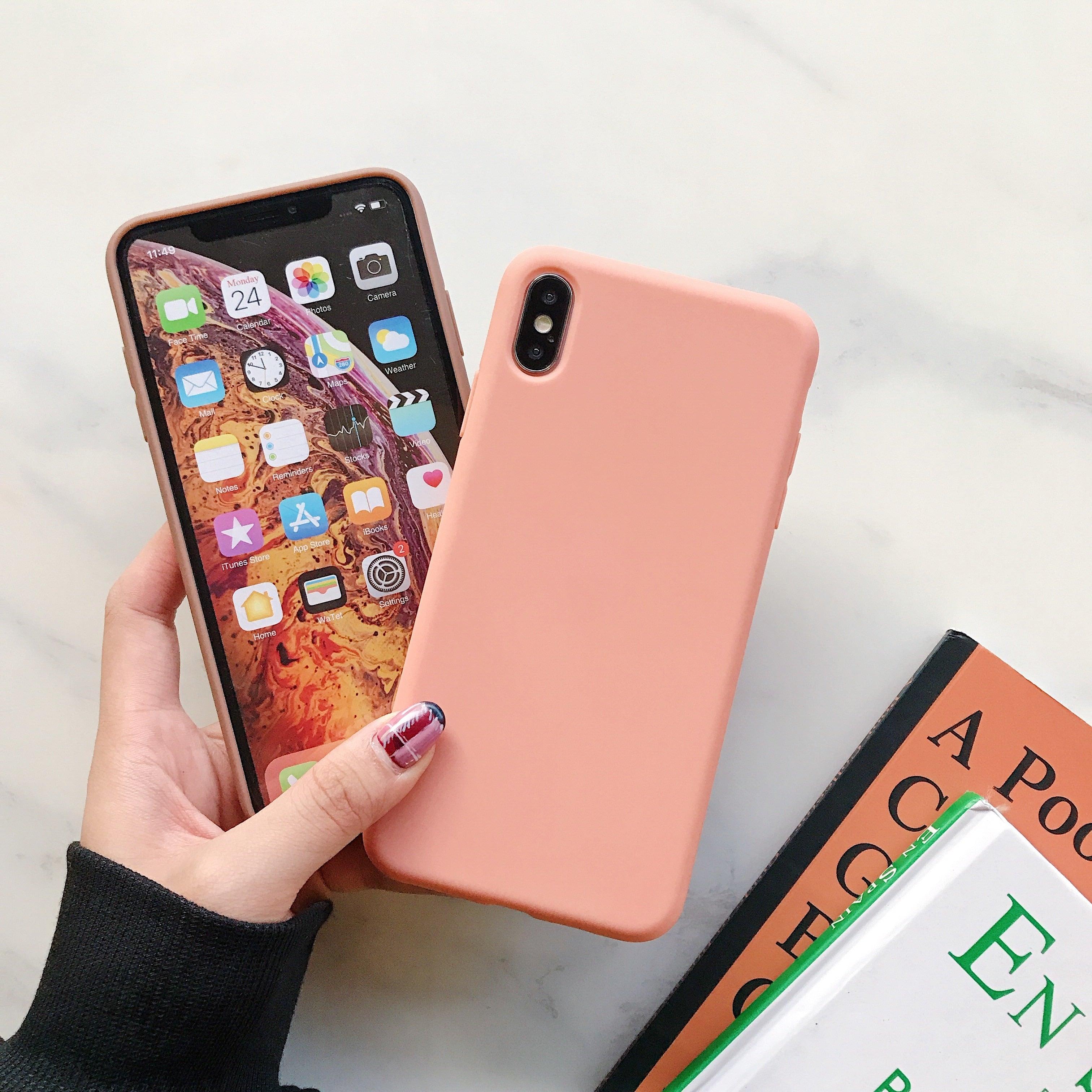 Ultra Thin Slim Fit Soft Grip Anti-Scratch Protective Cover Thicker Candy Phone Case for iPhone Soft Silicon Back Phone Cover for iPhone 12 13 Pro Max iphone Case