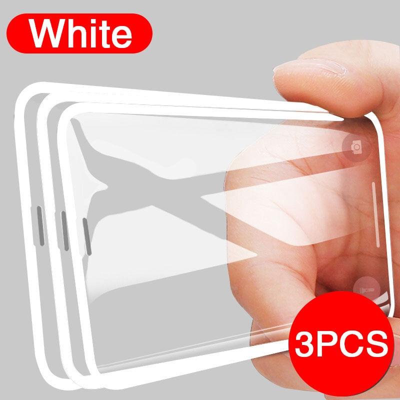 3pcs Full Cover Protective Glass On For Iphone 11 12 13 Pro Max Tempered Glass Film Iphone X Xr Xs Screen Protector Curved Edge Anti Scratch Bubble Free Smooth Tempered Glass Screen Protector