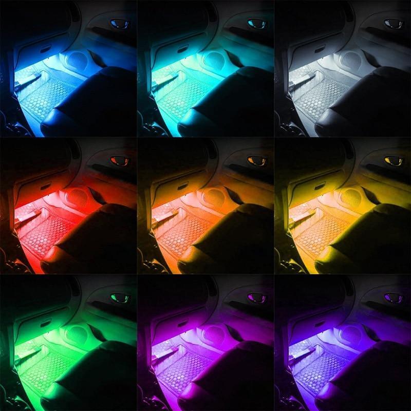 Lights LED Car Strip Lights with Two-Line Waterproof Design RGB LED Strip Light With USB Wireless Remote Music Control Multiple Modes For Auto Car
