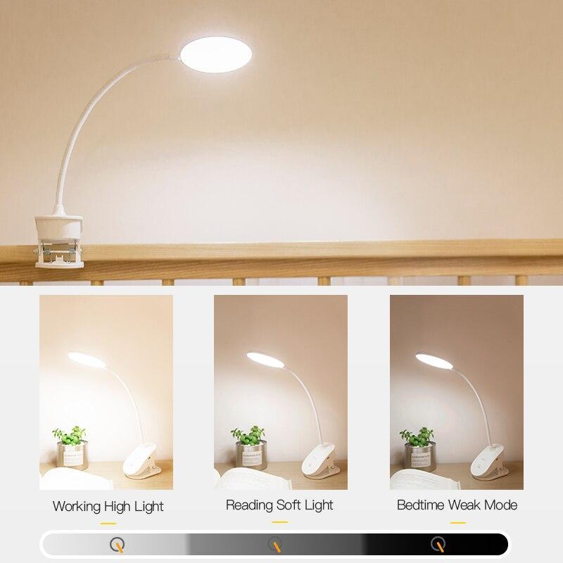 STEVVEX Clip Wireless Table Lamp For Study With 3 Modes Touch Rechargeable LED Reading Desk Lamp USB Table Light Flexo Lamps Table Reading Lamp with Clip for Desk and  Bed