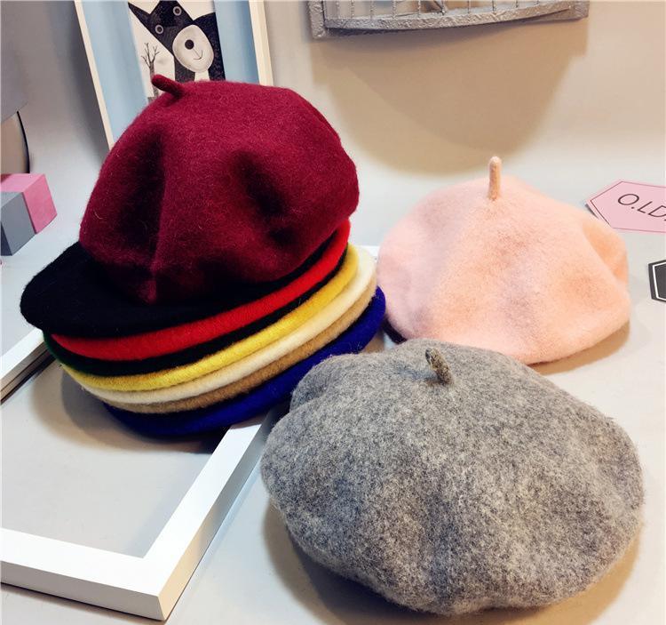 Baby Hat Beret British Painter Bud Of Pure Wool Cap For Girls In Modern New Retro Design