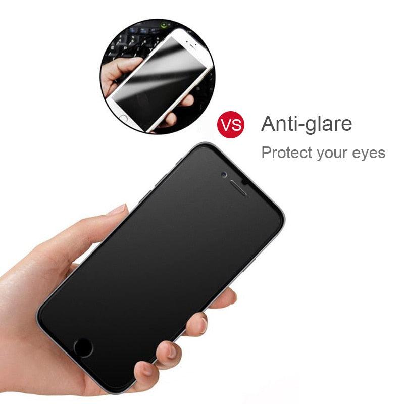 Frosted Matte Glass On iPhone 5 5s 5c SE X XS Max XR Tempered Glass 9H Hardness iPhone 6 6s 7 8 Plus Protective Glass Cover Case Tempered Glass Film Case-Friendly HD Clear Glass Protector for iPhone