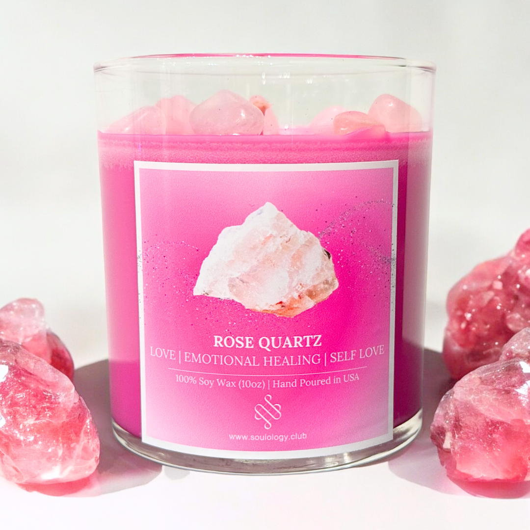 NEW Rose Quartz Crystal Candle
