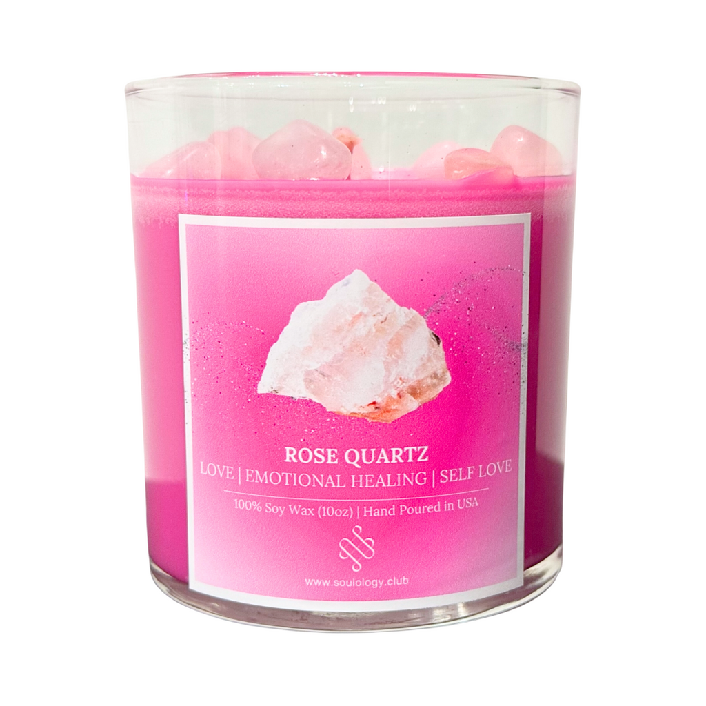 NEW Rose Quartz Crystal Candle