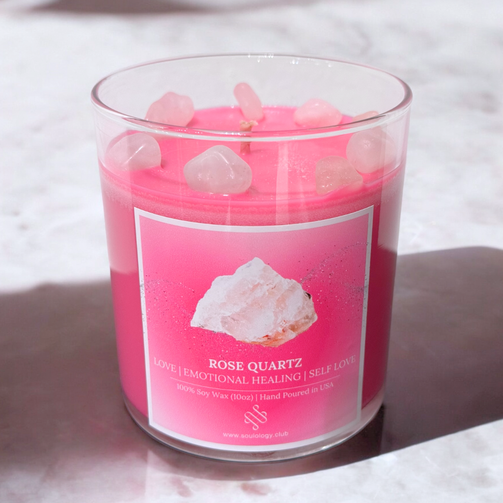NEW Rose Quartz Crystal Candle