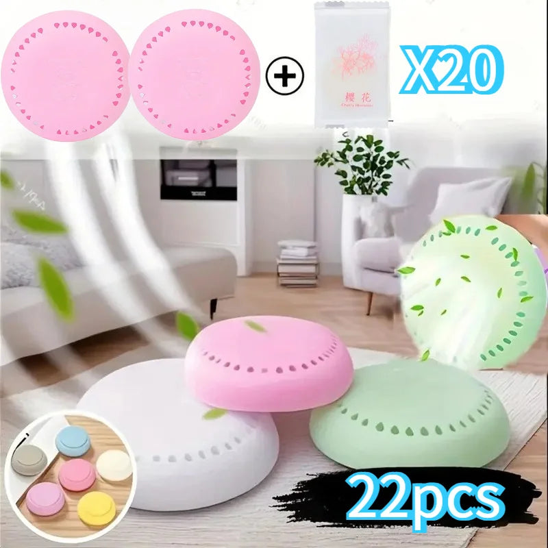 20 fragrance sheets + 2 boxes of rose and cherry-scented air freshener - Long-lasting deodorization, suitable for home, car, bat