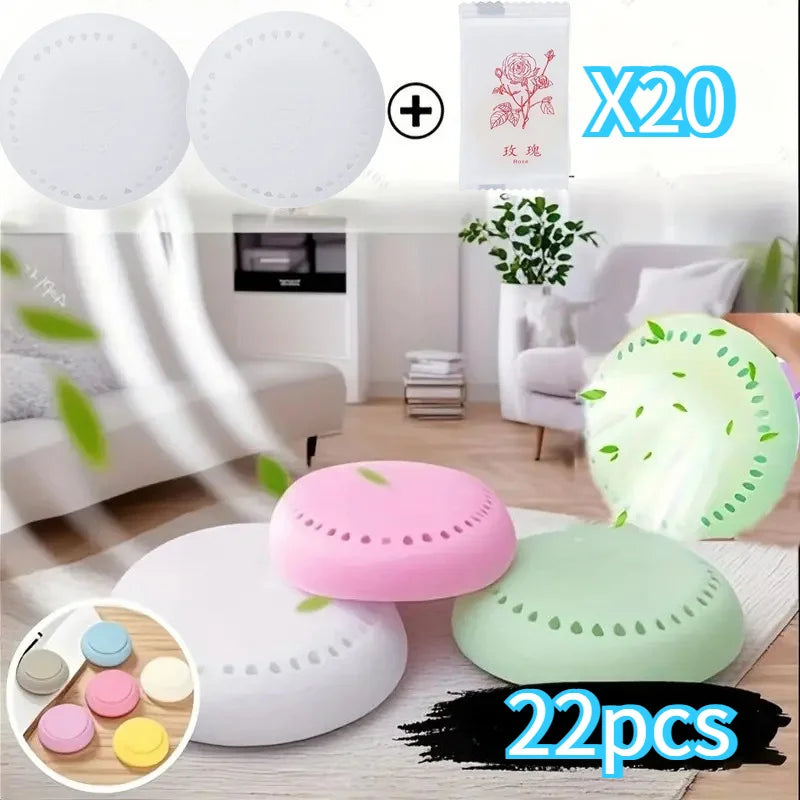 20 fragrance sheets + 2 boxes of rose and cherry-scented air freshener - Long-lasting deodorization, suitable for home, car, bat
