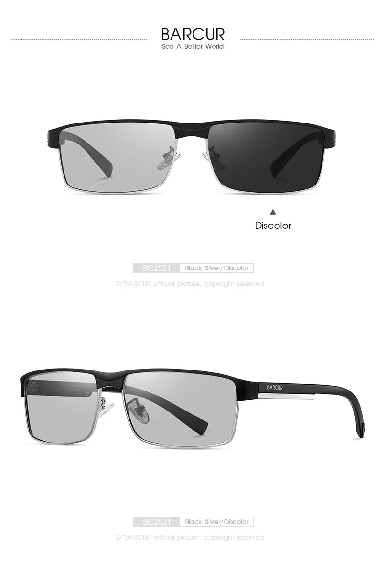 BARCUR Sunglasses Men’s Original Rectangle Fashionable Business Sunglasses – Polarized UV400 Protection for Driving Hiking Sports and Casual Wear – Trendy Fashion Shades Oculos De Sol with Anti-Reflective TAC Lenses