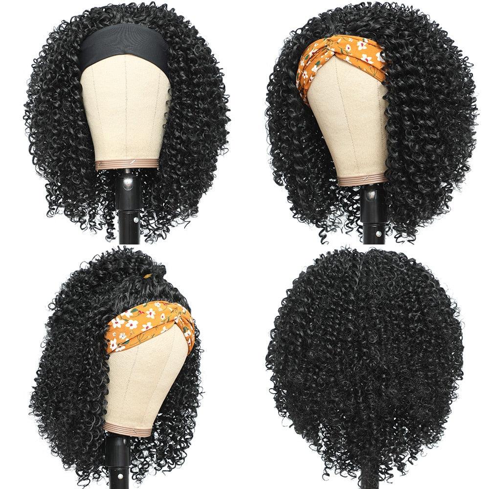 Afro Kinky Curly Short Bob Wigs Headband Wigs for Black Women Water Wave Synthetic Hair Wigs Wigs For Black Women Cosplay Wigs For Women