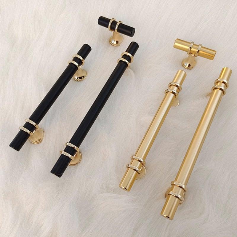 Aluminum Alloy Black Gold Door Handle Wardrobe Kitchen Cabinet Drawer Solid Handle Furniture Handle European Modern Hardware Modern Furniture Cupboard Door Drawer Handles