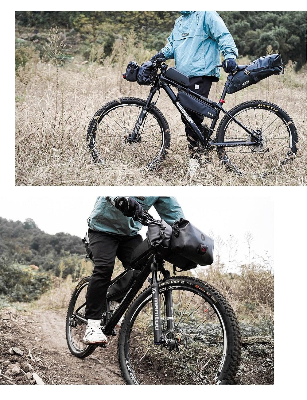 Bicycle Bag Waterproof Big Capacity Handlebar Bag 2 Piece Front Tube Cycling Bag  Bike Accessories Bike Bag Waterproof Bike Handlebar Bag Bicycle For Sport Bicycle Cycling Accessories