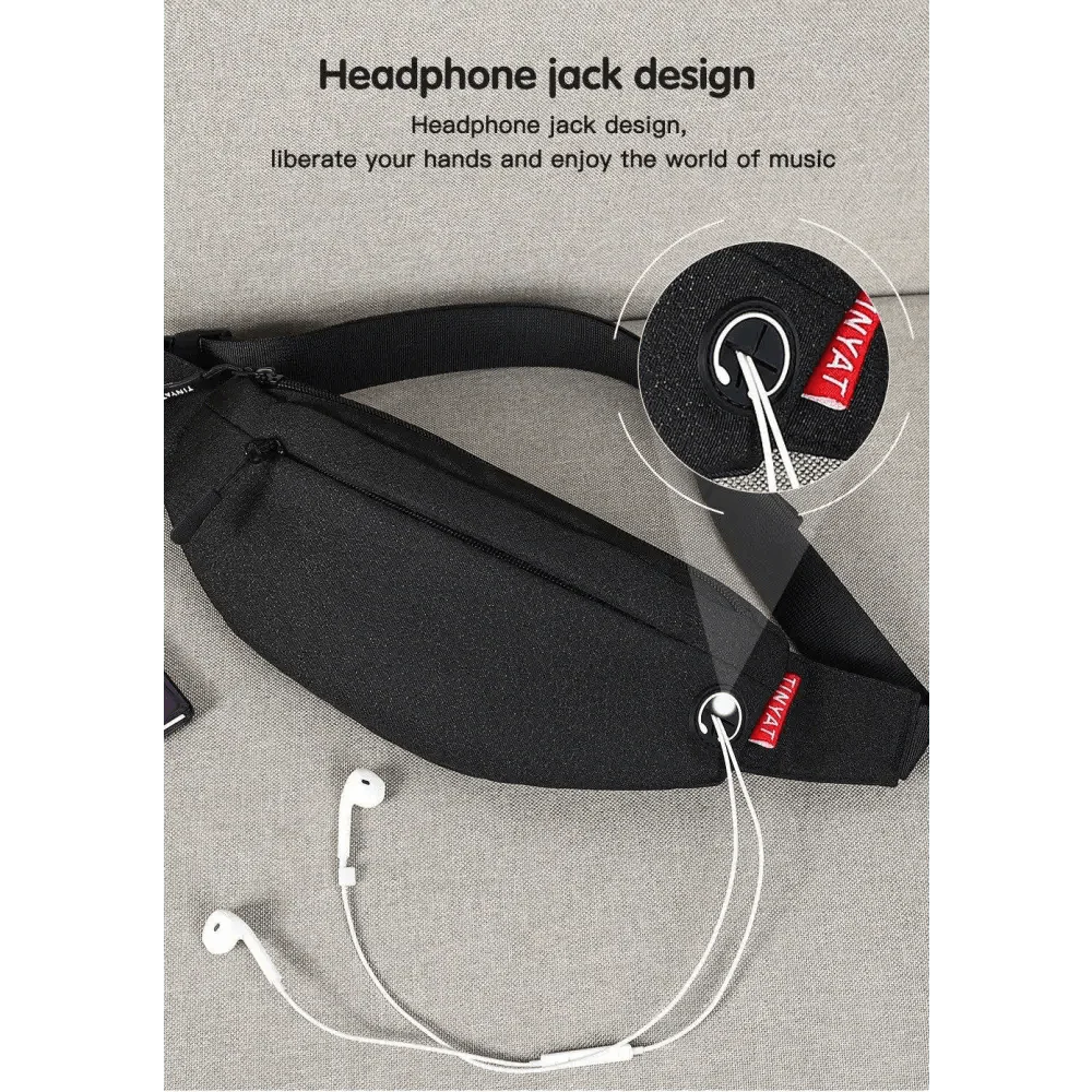 Black Crossbody Fanny Pack Simple Design Belt Bag Canvas Hands Free Travel Bag Sports Workout Durable Lightweight Fanny Packs For Festivals
