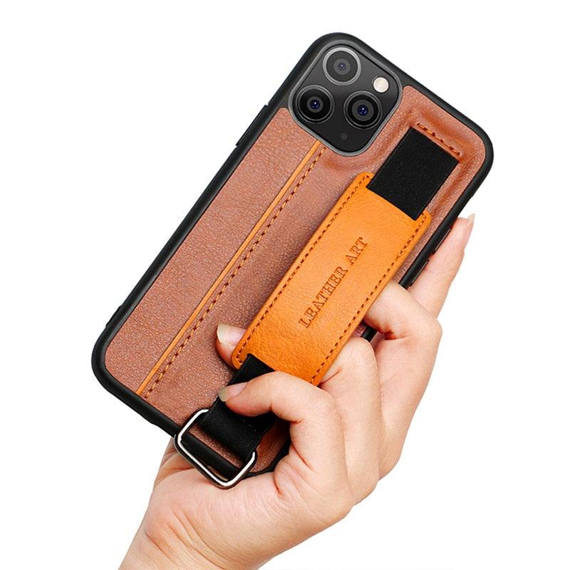 Classic Vintage Design Leather Belt Style With Strap Case for iPhone 14 13 12 Mini 11 Pro Max XS XR Max 8 7 6S Plus PU Leather Wristband Card Holder Full Cover Business Simple Iphone Case For Men And Women