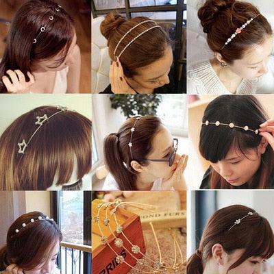 Colorful Rhinestone Flower Leaf Hair Hoop Headband Hairband for Women Girls Bezel Hair Band Hair Accessories Flower and Leaves Crown Hair Band for Bride and Bridesmaids