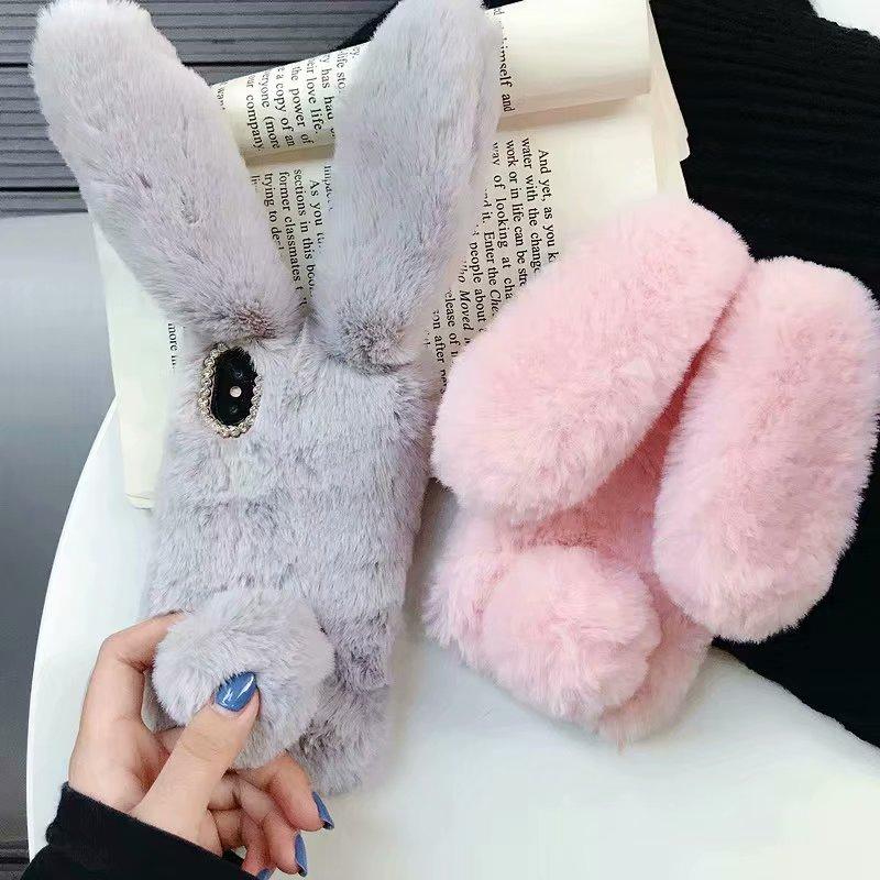 Comfortable Bunny Funny Women Phone Cover For iPhone 12 mini 11 Pro Max Hairy Cute Rabbit Animal Case For iPhone XS MAX XR Soft Lightweight Phone Cover Girl Gifts
