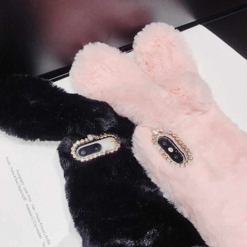 Comfortable Bunny Funny Women Phone Cover For iPhone 12 mini 11 Pro Max Hairy Cute Rabbit Animal Case For iPhone XS MAX XR Soft Lightweight Phone Cover Girl Gifts