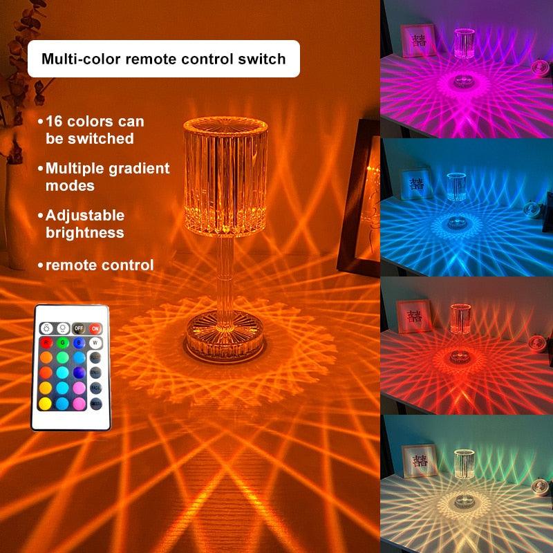 Crystal Table Lamp LED Diamond Touch Bedside Atmosphere Light RGB Remote Control Romantic Night Light Decorative Table Lamp Cute Study Lamps for Bedroom Décor