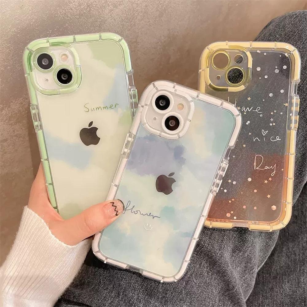 Cute Love Heart Soft Shockproof Bumper Transparent Phone Case For iPhone 12 13 Pro Max Silicone Back Cover Case  Cute Side Small Pattern for Women Girls Soft Silicone Shockproof Protective Cover
